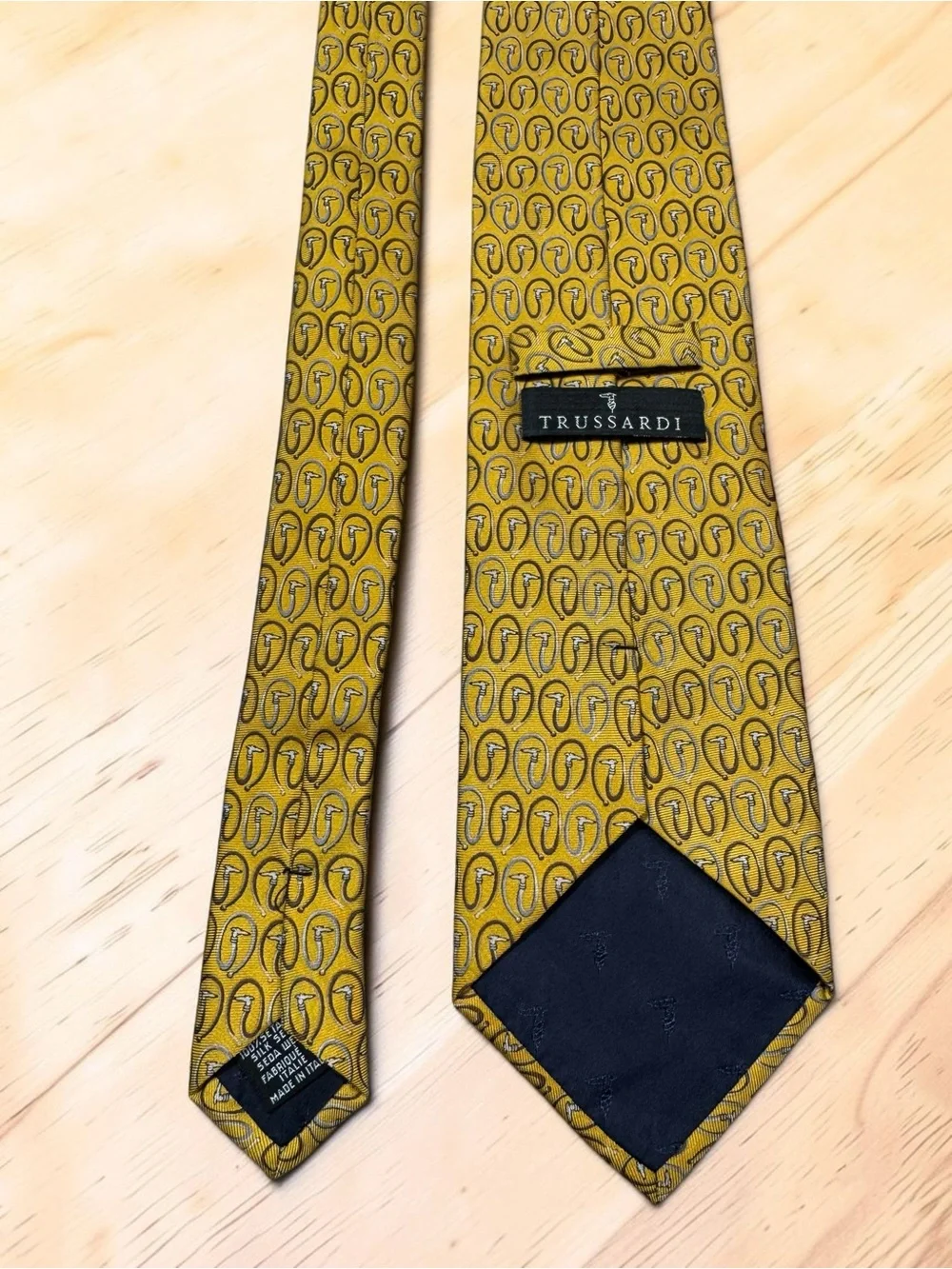 Vintage Trussardi Dog Print 100% Silk Tie Made In Italy
